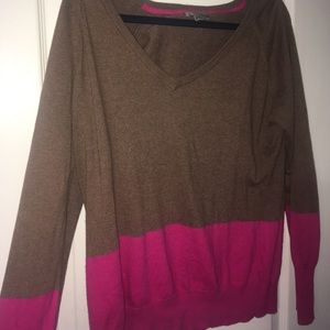 Brown and Pink Color Block Sweater